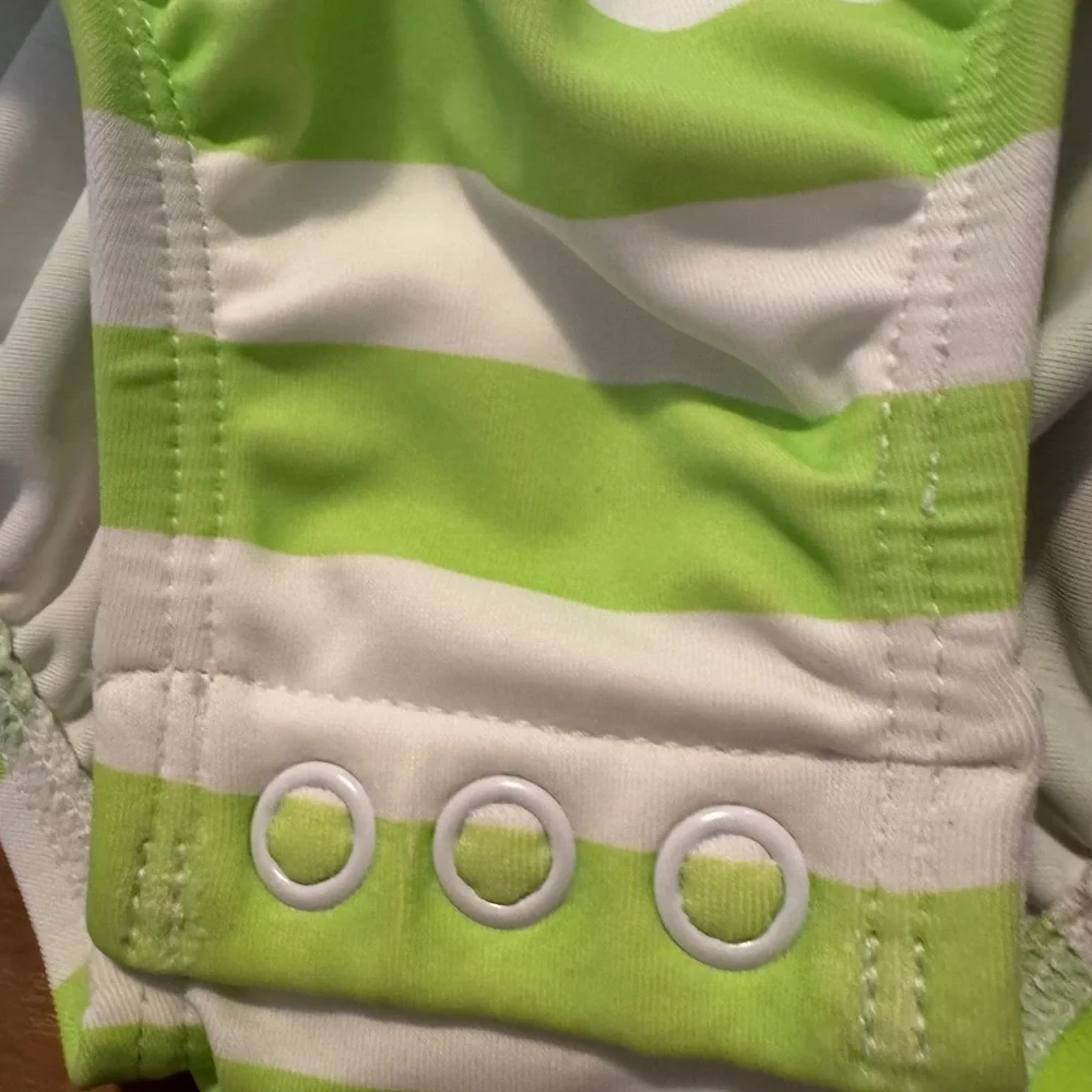 NWT NEW Carter's Green White Striped Swimsuit SZ 12 Mons UPF 50